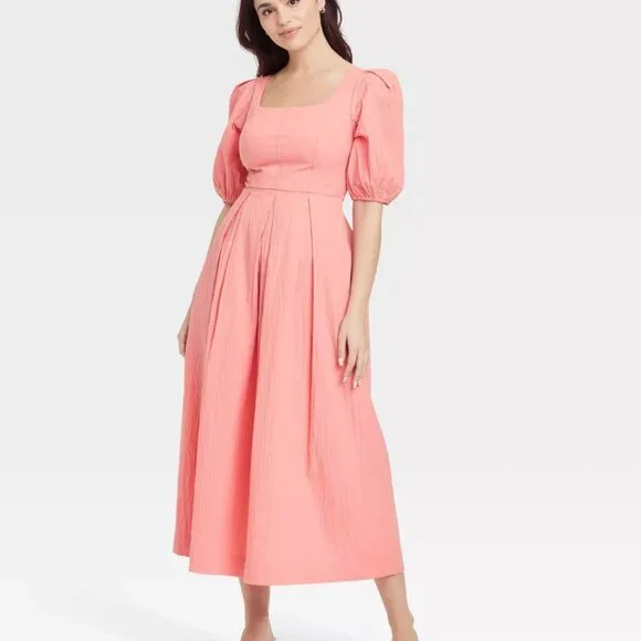 open lace back dress Coral Pink Midi Scarf Dress main image 1